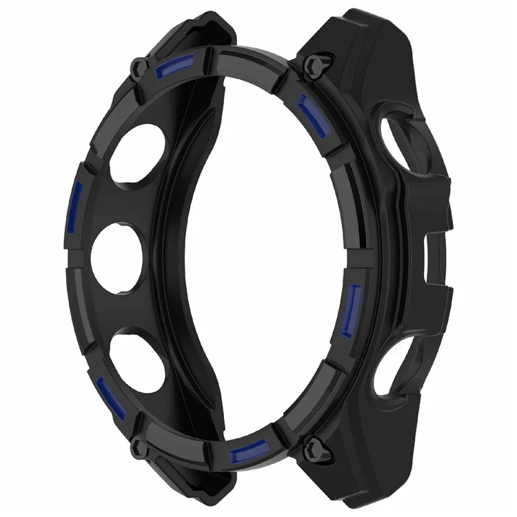 For Garmin Enduro 3 TPU Watch Case Anti-Scratch Hollow Watch Frame Cover - Black+Blue