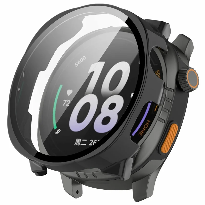 For Keep Watch Pilot 1 Watch Case Protective Hard PC Cover with Tempered Glass Film - Black