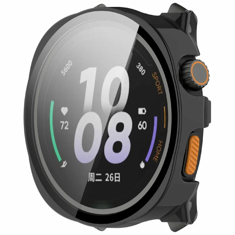 For Keep Watch Pilot 1 Watch Case Protective Hard PC Cover with Tempered Glass Film - Black