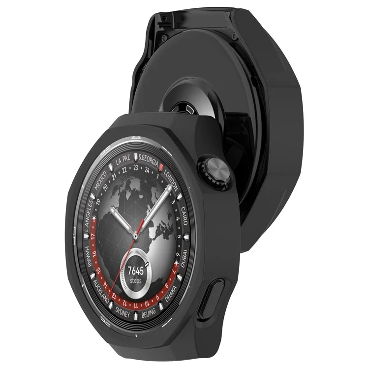 Pour Huawei Watch GT 5 Pro 46mm Étui de protection à motif ajouré en PC - Noir