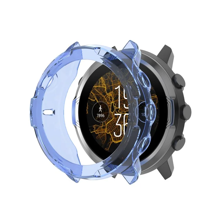 Soft TPU Smart Watch Protective Half Coverage Hollow Cover for Suunto 7 - Blue
