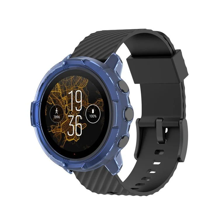 Soft TPU Smart Watch Protective Half Coverage Hollow Cover for Suunto 7 - Blue
