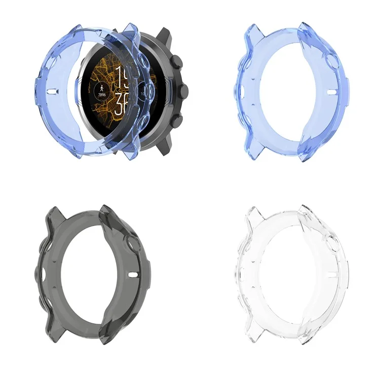 Soft TPU Smart Watch Protective Half Coverage Hollow Cover for Suunto 7 - Blue