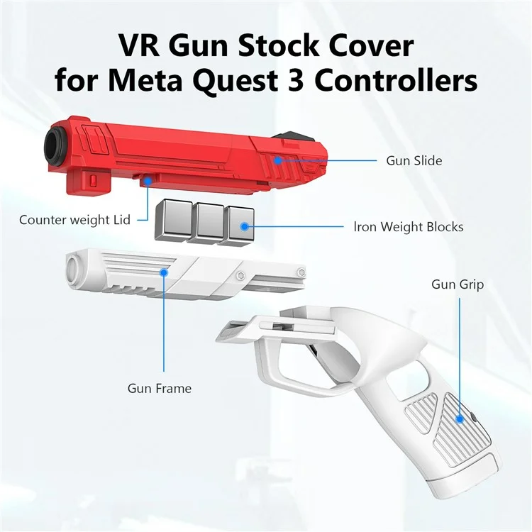 2Pcs For Meta Quest 3S / Quest 3 VR Gun Stock Cover VR Controller Grips Cases