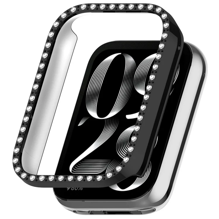 Coque de protection en PC dur avec strass pour montre connectée Xiaomi Mi Band 9 Pro - Noir électrolytique