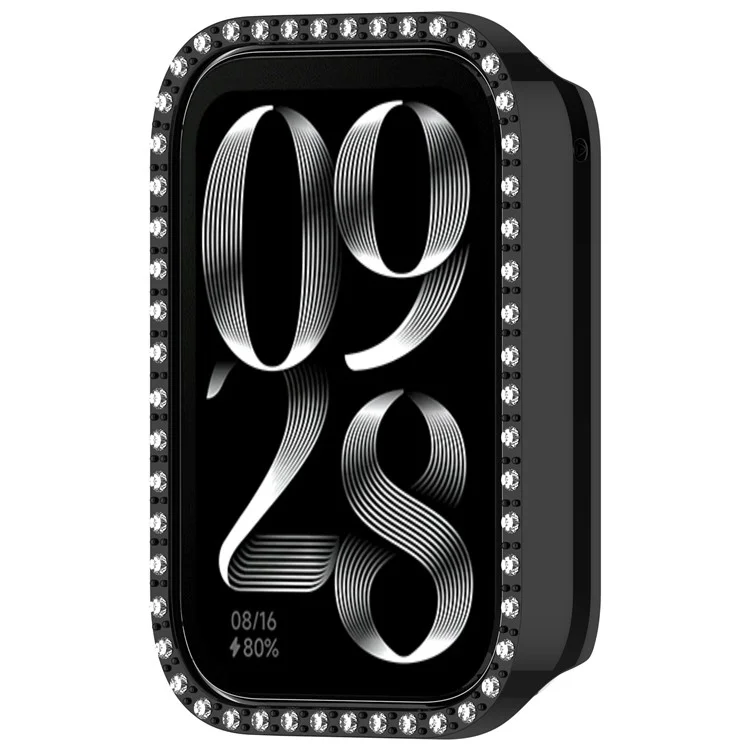 Coque de protection en PC dur avec strass pour montre connectée Xiaomi Mi Band 9 Pro - Noir électrolytique