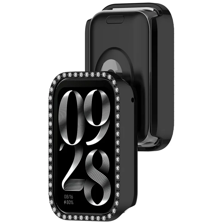 Coque de protection en PC dur avec strass pour montre connectée Xiaomi Mi Band 9 Pro - Noir électrolytique