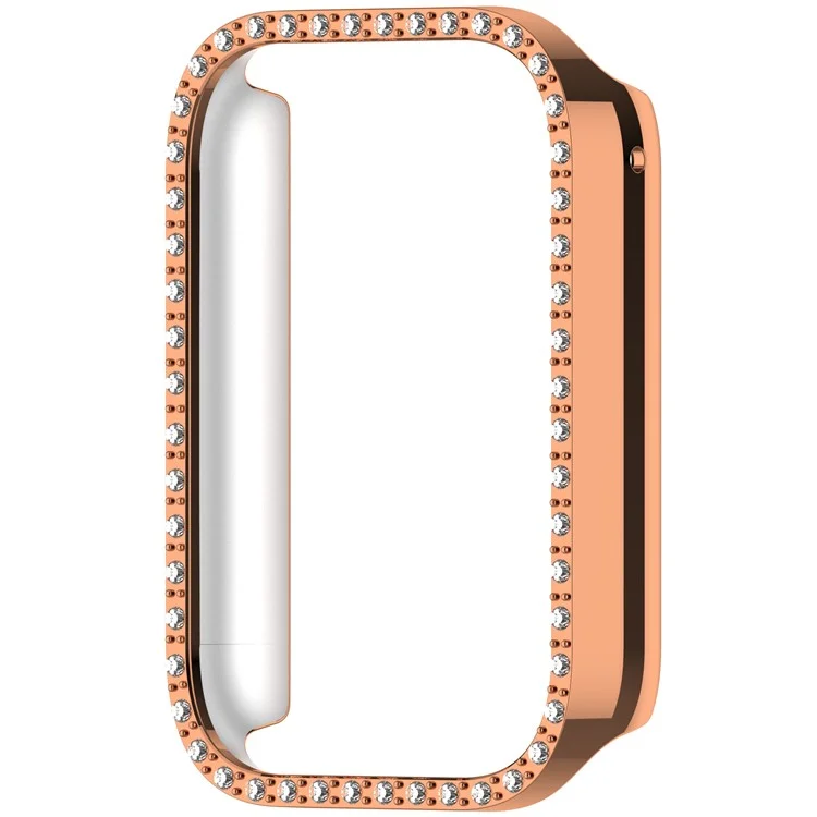 For Xiaomi Smart Band 9 Pro Smart Watch Half Case Rhinestones Hard PC Protective Cover - Electroplating Rose Gold