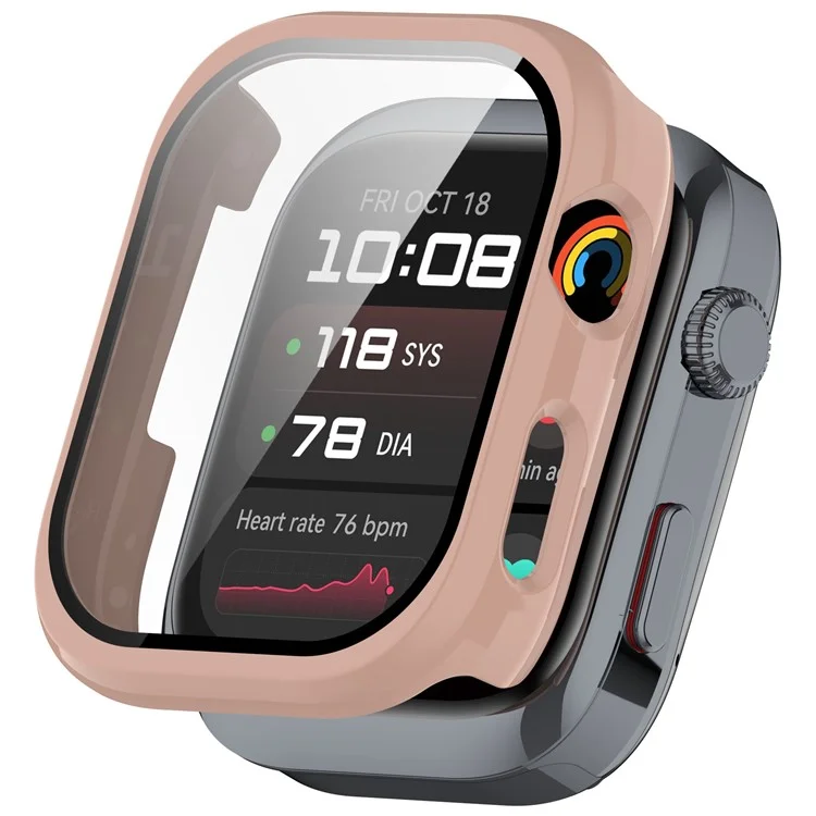 For Huawei Watch D2 Case Hard PC All Around Watch Cover with Tempered Glass Film - Pink