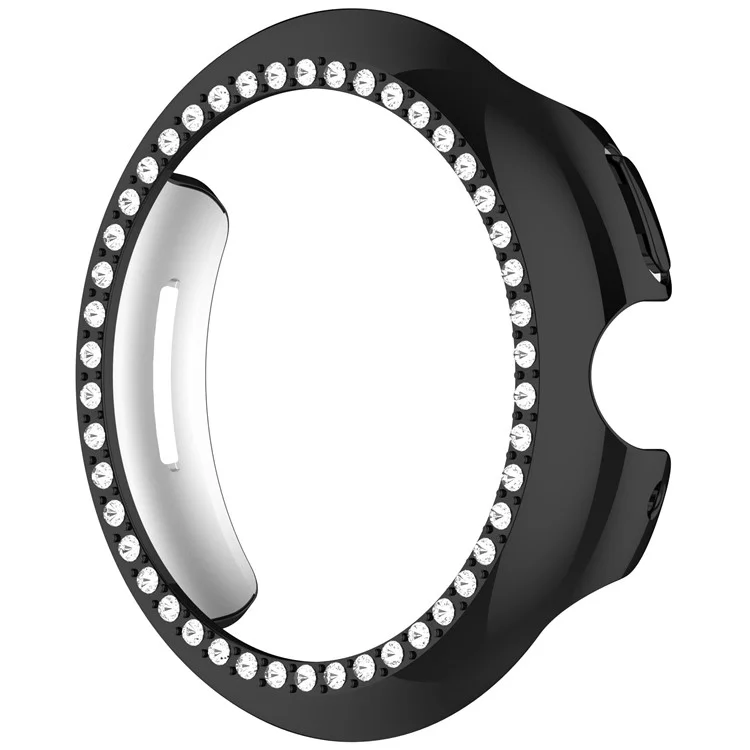 Hollow-Out Cover For Google Pixel Watch 3 41mm / Watch 2 / Watch , Rhinestone Decor PC Watch Frame Case - Electroplating Black