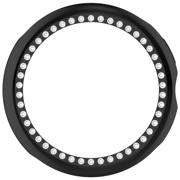 Hollow-Out Cover For Google Pixel Watch 3 41mm / Watch 2 / Watch , Rhinestone Decor PC Watch Frame Case - Electroplating Black