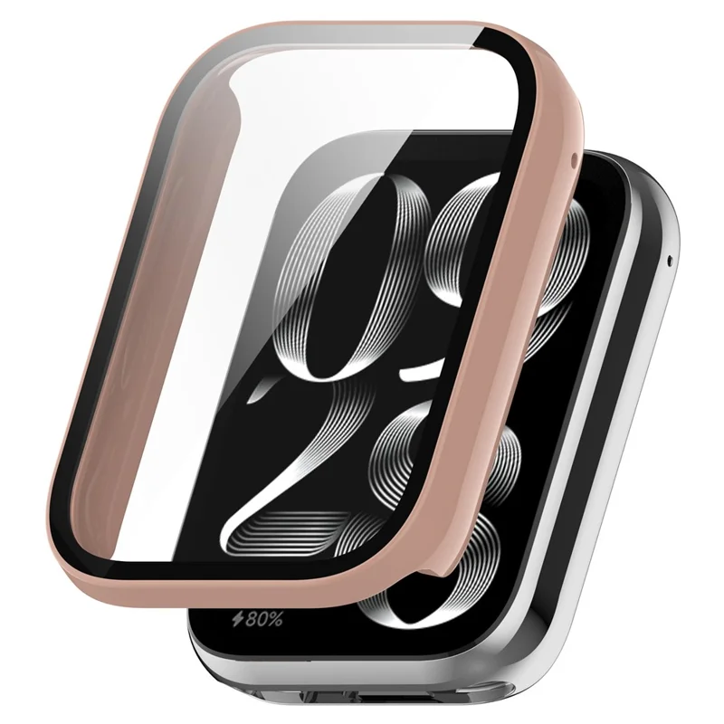 Für Xiaomi Mi Band 9 Pro Hülle Harte PC-Vollabdeckung Uhrenabdeckung mit gehärtetem Glasfilm - Rosa