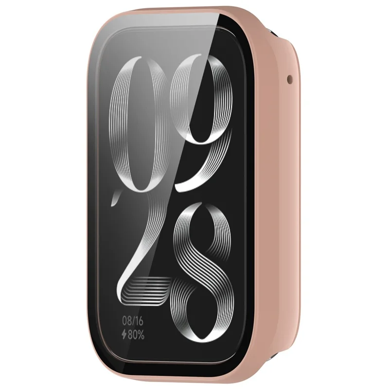Für Xiaomi Mi Band 9 Pro Hülle Harte PC-Vollabdeckung Uhrenabdeckung mit gehärtetem Glasfilm - Rosa