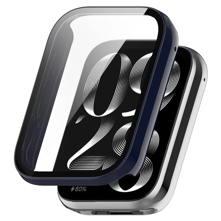 Для Xiaomi Mi Band 9 Pro чехол жесткий ПК полное покрытие Чехол для часов с закаленной стеклянной пленкой - темно-синий
