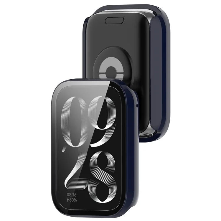 Для Xiaomi Mi Band 9 Pro чехол жесткий ПК полное покрытие Чехол для часов с закаленной стеклянной пленкой - темно-синий