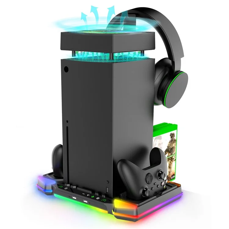 IPEGA PG-XBX028S Supporto di raffreddamento per Xbox Series X con dock di ricarica per due controller e luce RGB