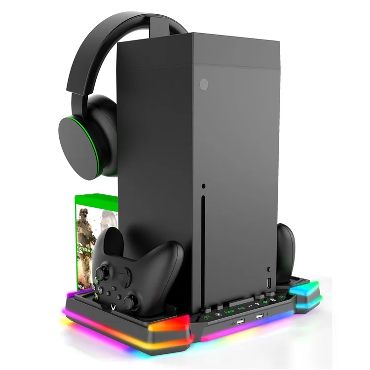 IPEGA PG-XBX028S Supporto di raffreddamento per Xbox Series X con dock di ricarica per due controller e luce RGB