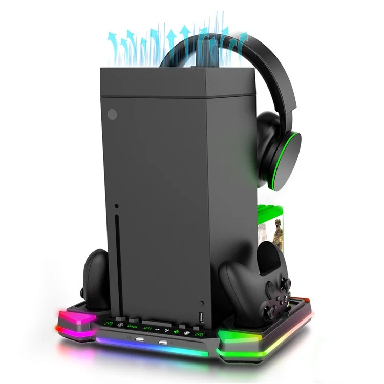 IPEGA PG-XBX028S Supporto di raffreddamento per Xbox Series X con dock di ricarica per due controller e luce RGB