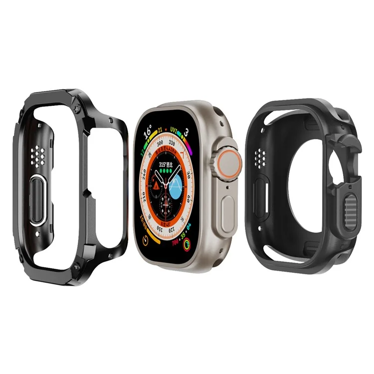 Watch Case Set for Apple Watch Ultra 2 / Ultra 49mm Hard PC+TPU Watch Frame Cover Combo - Black