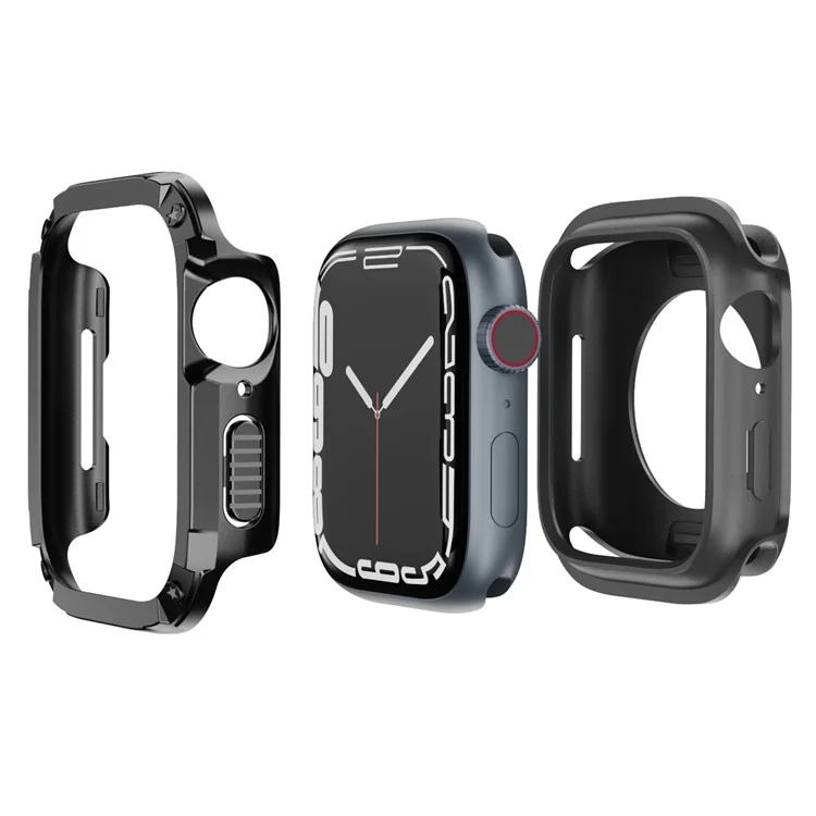 Watch Case Set for Apple Watch Series 9 8 7 SE 6 5 4 41mm 40mm Hard PC+TPU Watch Frame Cover Combo - Black