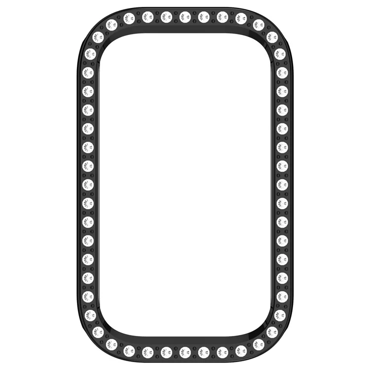 For Xiaomi Smart Band 9 Active / Redmi Band 3 Hollow-Out Cover Rhinestone Decor PC Watch Frame Case - Electroplating Black