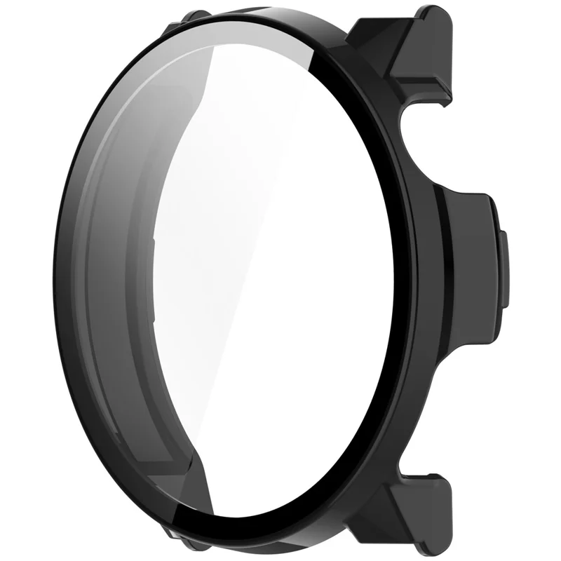 For Coros Pace Pro Watch Case PC Frame Cover with Tempered Glass Screen Film - Black