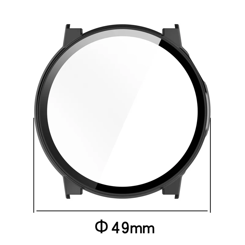 For Coros Pace Pro Watch Case PC Frame Cover with Tempered Glass Screen Film - Black