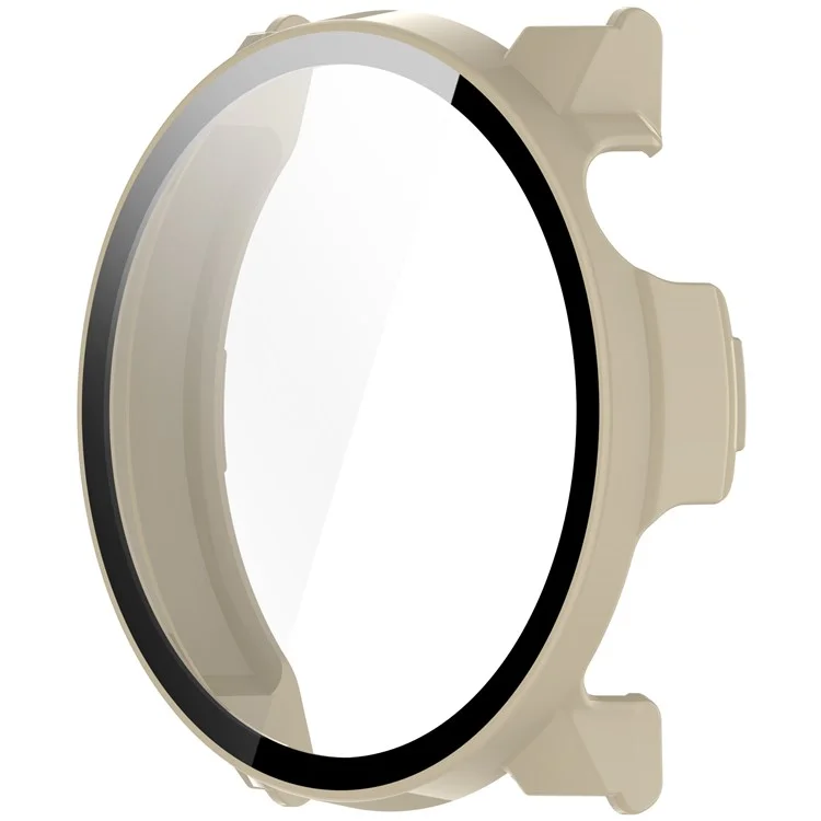 For Coros Pace Pro Watch Case PC Frame Cover with Tempered Glass Screen Film - Ivory White
