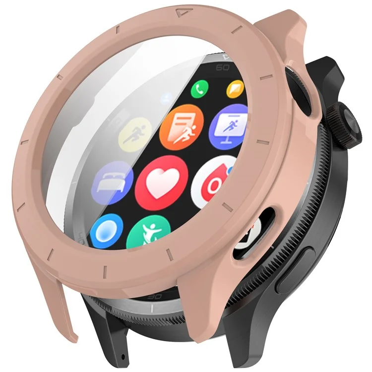 For Xiaomi Watch S4 / S4 eSIM Version Watch Case PC Frame Cover with Tempered Glass Screen Film - Pink