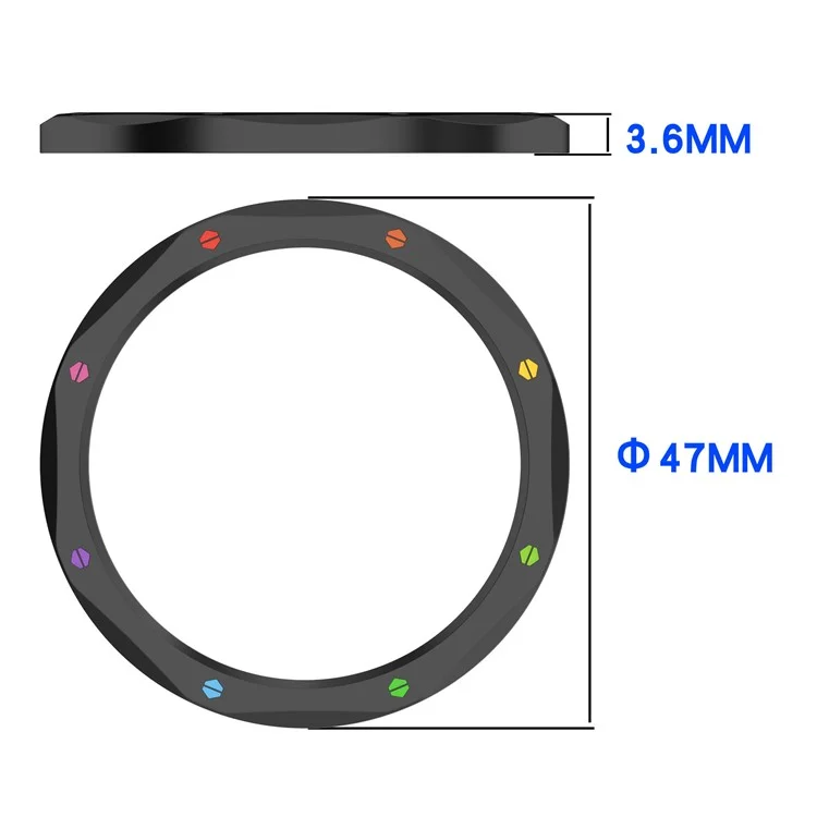 Для Xiaomi Watch S4 / S4 eSIM Version / S3 / S3 eSIM Version Bezel Ring 316 Нержавеющая сталь Bezel Loop Cover - Черный+Радужный