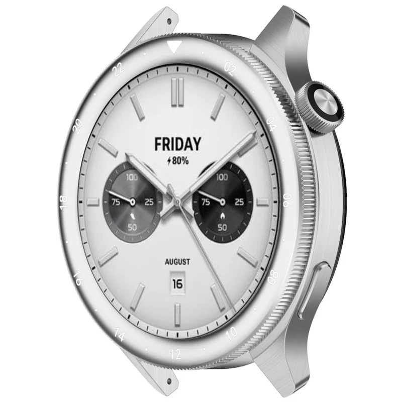 Pierścień obręczy do zegarka Xiaomi Watch S4 / wersja S4 eSIM / S3 / wersja S3 eSIM, obręcz z nierdzewnej stali 316, pokrywa pierścienia obręczy - strefa czasowa podwójna / srebrna+biała