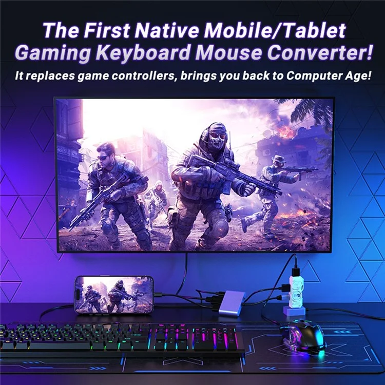 GAMWING M9 Conversor de Jogo Dual Mode Bluetooth com Fio para iOS Android Harmonyos