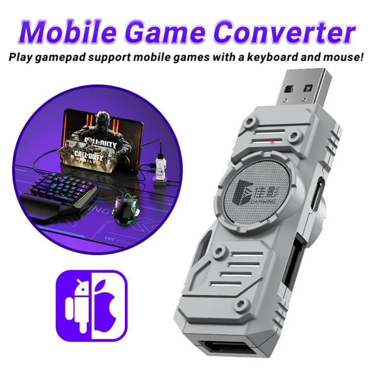GAMWING M9 Conversor de Jogo Dual Mode Bluetooth com Fio para iOS Android Harmonyos