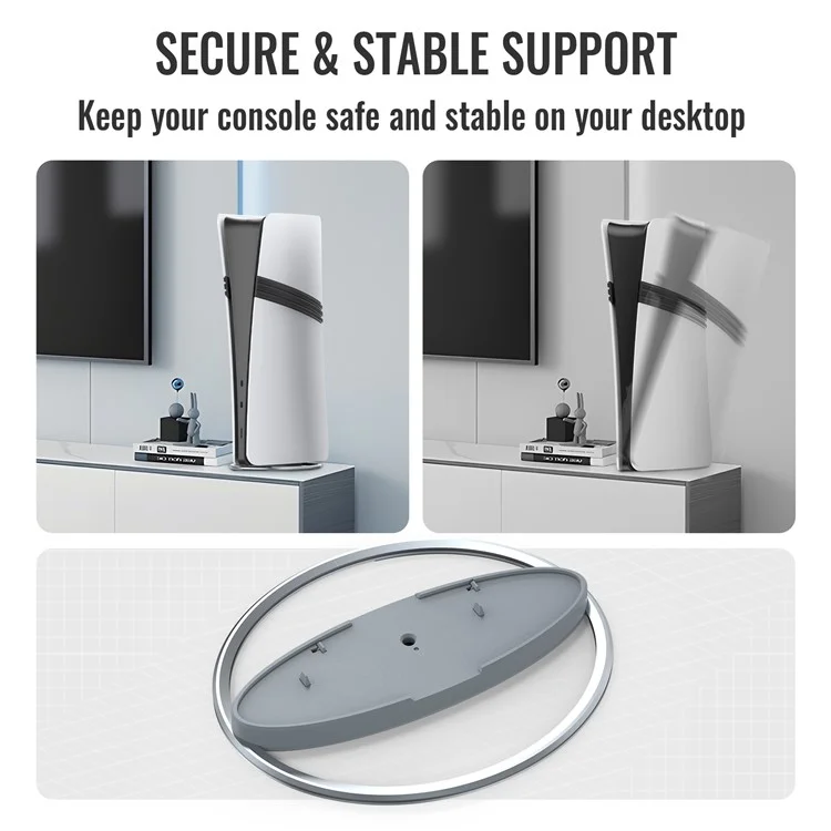 JYS JYS-P5216 Vertical Stand for Sony PlayStation 5 Pro / Playstation 5 / PS5 Slim Game Console Round Base - Grey