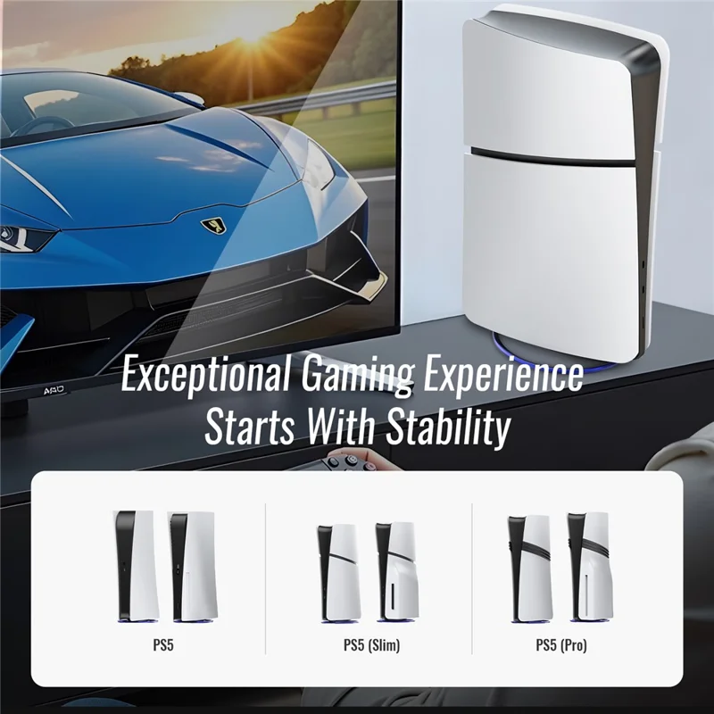 JYS JYS-P5216 Vertical Stand for Sony PlayStation 5 Pro / PlayStation 5 / PS5 Slim Game Console Round Base - Blue
