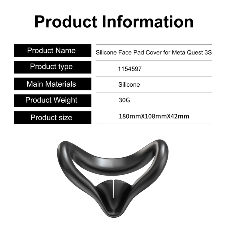 STARTRC GAMES Maschera in silicone e copertura di protezione per lenti per Meta Quest 3S - Nero