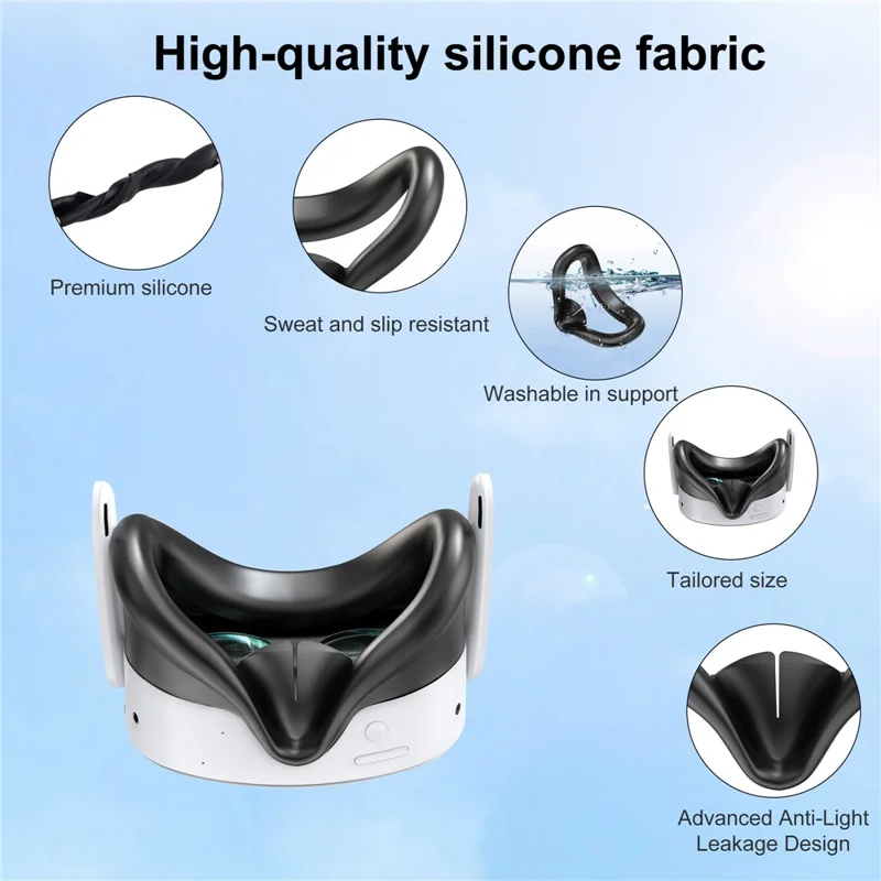 STARTRC GAMES Maschera in silicone e copertura di protezione per lenti per Meta Quest 3S - Nero