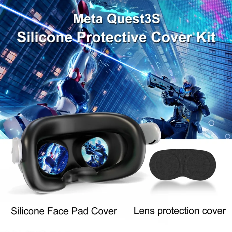 STARTRC GAMES Maschera in silicone e copertura di protezione per lenti per Meta Quest 3S - Nero