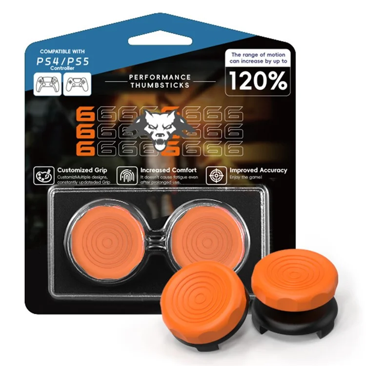 Para Sony PlayStation 5 / 4 Joystick Thumb Stick Caps Silicone Thumb Grips - Laranja