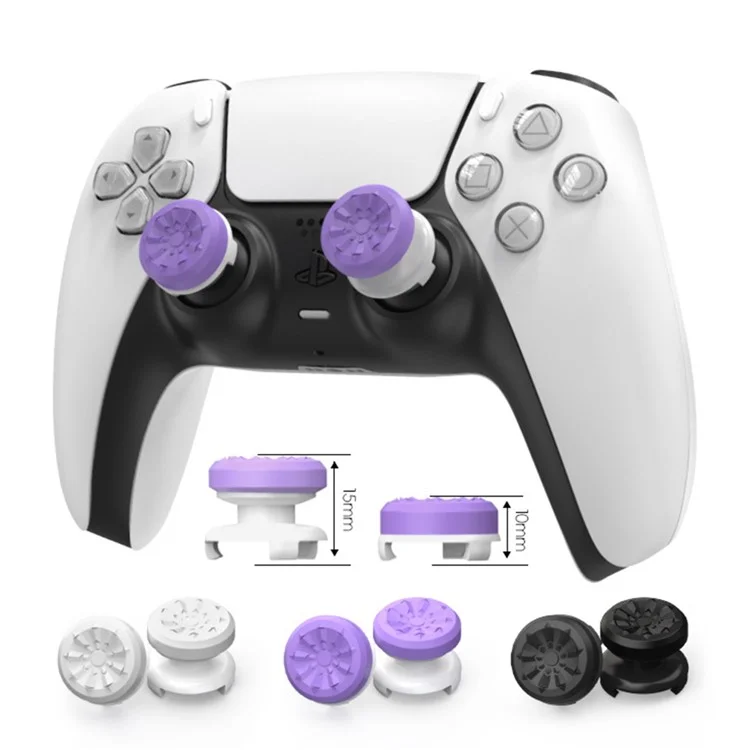 2Pcs Silicone Thumb Stick Grips for Sony PlayStation 5 / 4 / 8BitDo Ultimate Controller Anti-Slip Thumb Caps - Black
