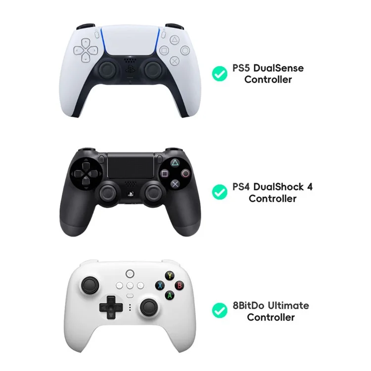 2Pcs Silicone Thumb Stick Grips for Sony PlayStation 5 / 4 / 8BitDo Ultimate Controller Anti-Slip Thumb Caps - Black