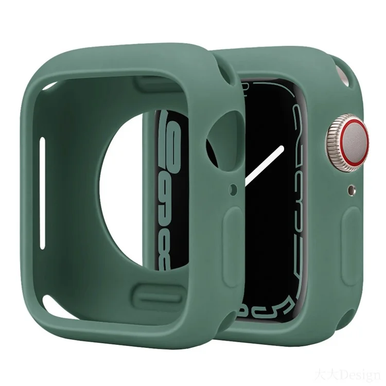 Silicone Protective Case For Apple Watch Series 9  /  8  /  7 41mm Candy Color Shockproof Watch Cover - Pine Needle Green
