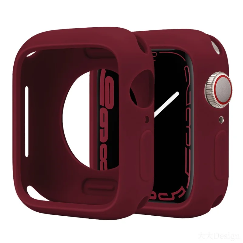 For Apple Watch Ultra 3 / Ultra 2 / Ultra 49mm Silicone Protective Case Candy Color Shockproof Watch Cover - Wine Red