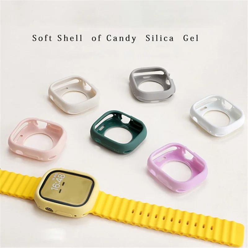 For Apple Watch Ultra 3 / Ultra 2 / Ultra 49mm Silicone Protective Case Candy Color Shockproof Watch Cover - Wine Red
