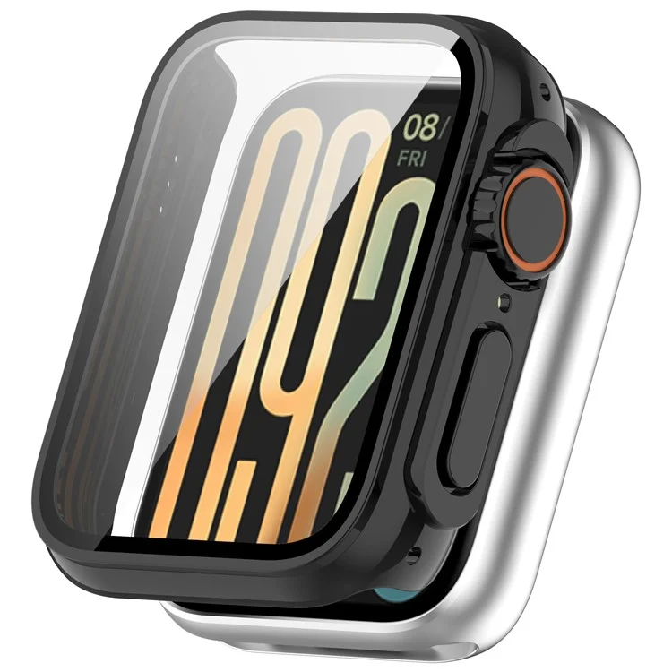 Funda para Xiaomi Smart Band 9 Pro de PC duro con cubierta de reloj de todo alrededor y película de vidrio templado - Negro