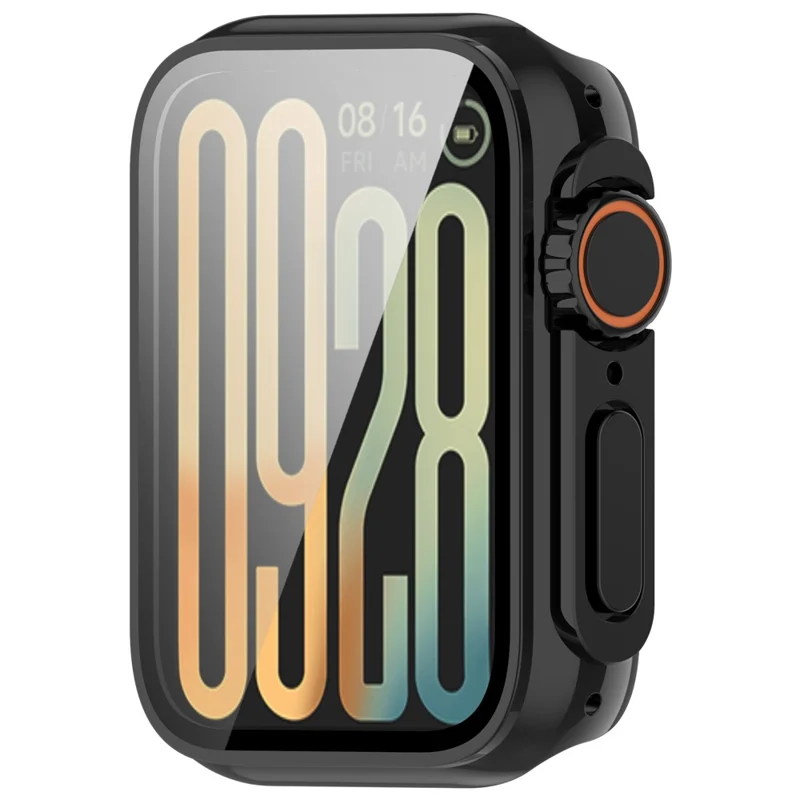 Funda para Xiaomi Smart Band 9 Pro de PC duro con cubierta de reloj de todo alrededor y película de vidrio templado - Negro