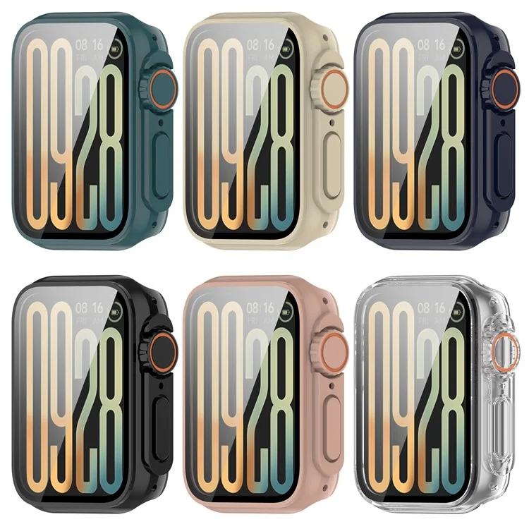 Funda para Xiaomi Smart Band 9 Pro de PC duro con cubierta de reloj de todo alrededor y película de vidrio templado - Negro