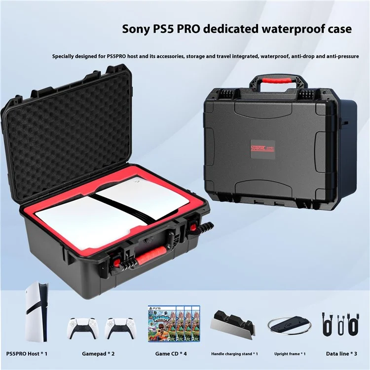 STARTRC GAMES For Sony PlayStation 5 Pro Console Waterproof Storage Case Organizer Portable Travel Carry Box