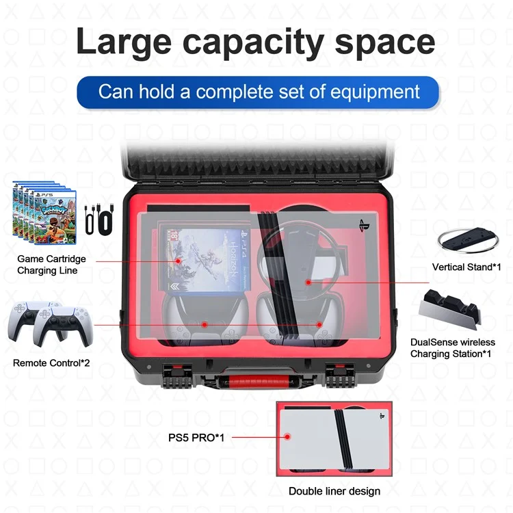STARTRC GAMES For Sony PlayStation 5 Pro Console Waterproof Storage Case Organizer Portable Travel Carry Box