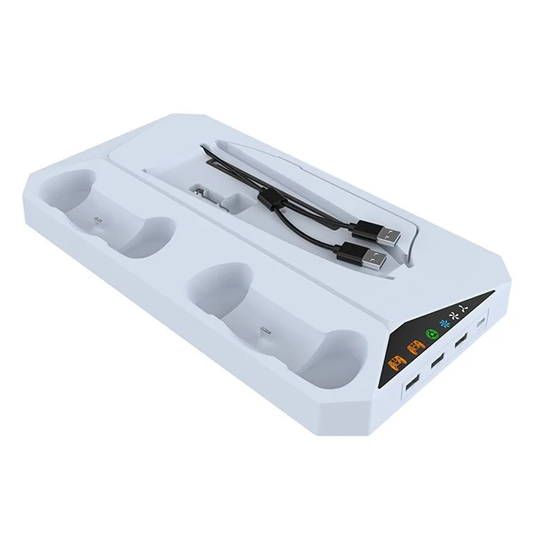 IPLAY HBP-584 For Sony PS5 Slim Digital / Disc Edition Cooling Stand Dual Controller Charging Station Headset Hanger